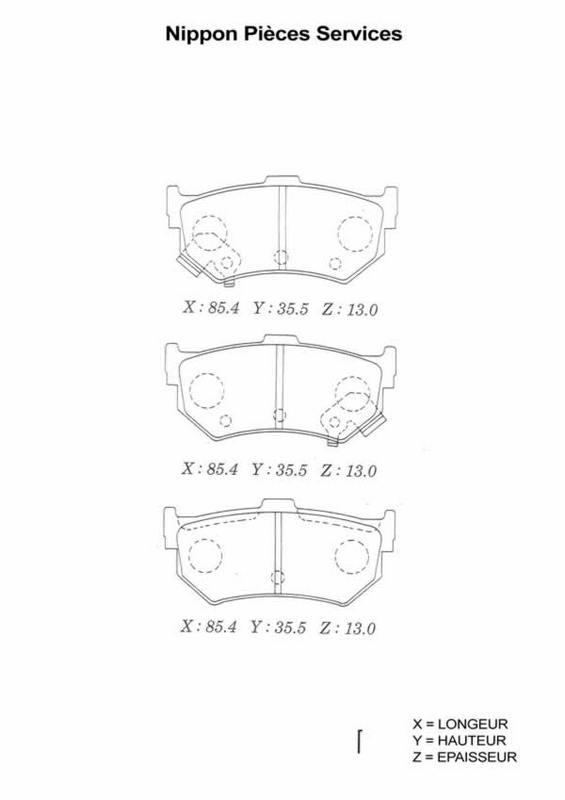 Jeu de 4 plaquettes de frein à disque NPS S361I00