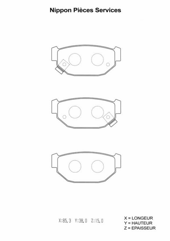 Jeu de 4 plaquettes de frein à disque NPS S361U00