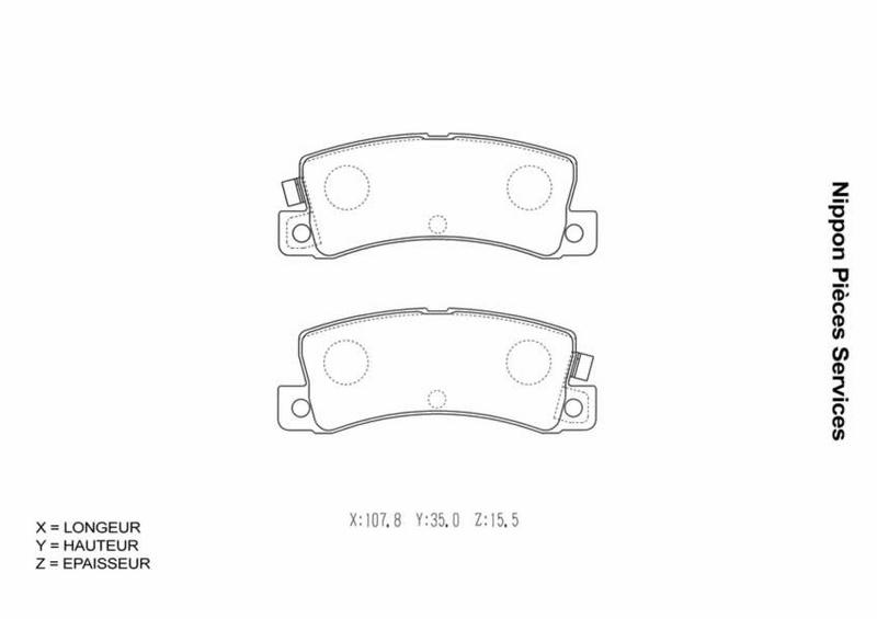Jeu de 4 plaquettes de frein à disque NPS T361A08