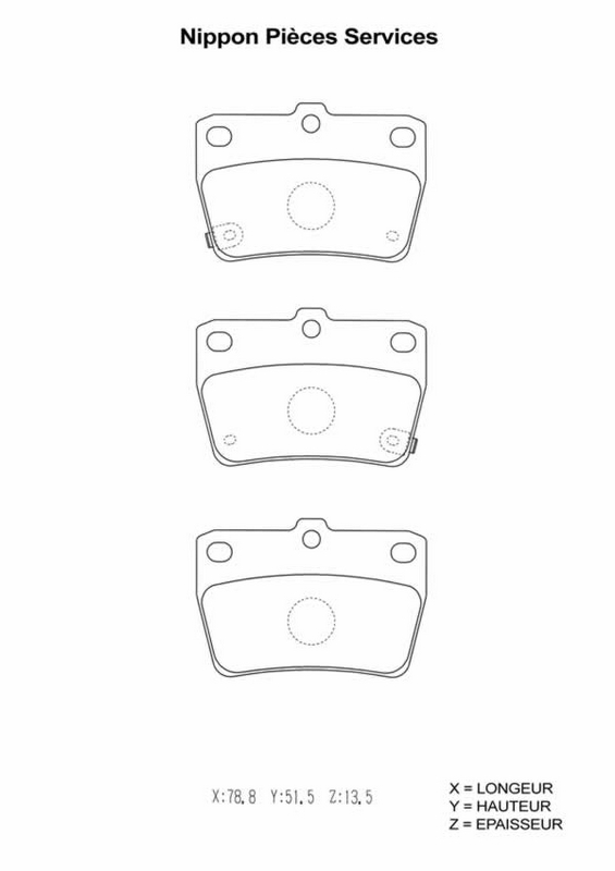 Jeu de 4 plaquettes de frein à disque NPS T361A122