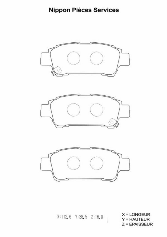 Jeu de 4 plaquettes de frein à disque NPS T361A15