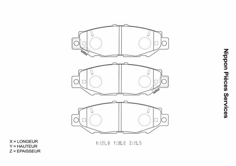 Jeu de 4 plaquettes de frein à disque NPS T361A20