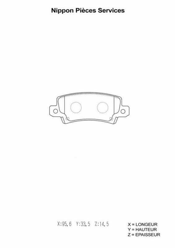 Jeu de 4 plaquettes de frein à disque NPS T361A23