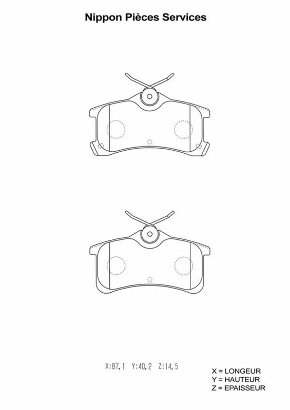 Jeu de 4 plaquettes de frein à disque NPS T361A24