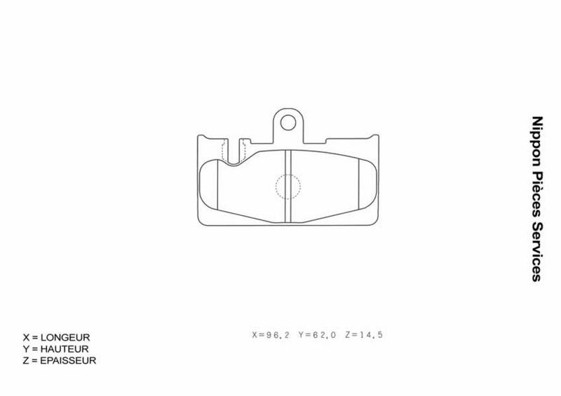 Jeu de 4 plaquettes de frein à disque NPS T361A25