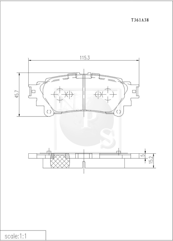 Jeu de 4 plaquettes de frein à disque NPS T361A38